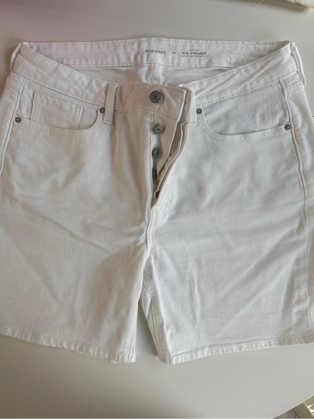 Old Navy White High-Rise Button-Fly Denim Shorts